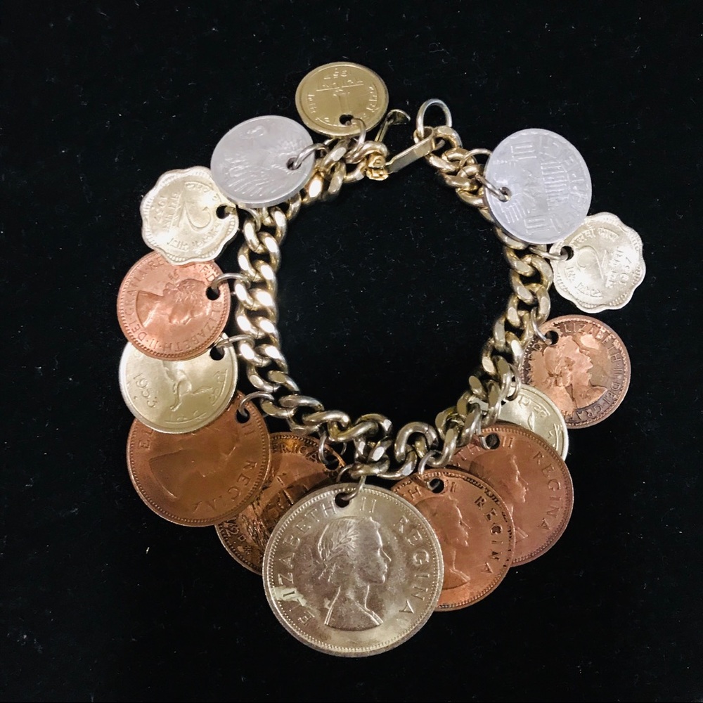 Vintage South Africa Coins Charm Money  Bracelet